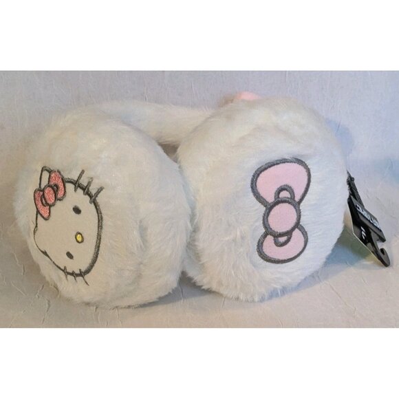 NWT Sanrio Hello Kitty Ear Muffs Fuzzy Hot Topic Pink Bow Faux Fur Cat Kawaii - Picture 7 of 16